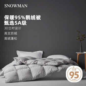 SNOWMAN 斯诺曼 抗菌A级防绒 纯净95%鹅绒被羽绒冬被芯子 1000g200x230cm