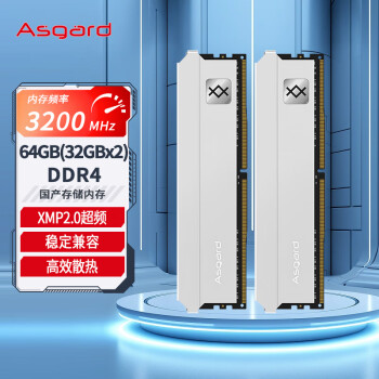 Asgard 阿斯加特 弗雷系列-钛银甲 DDR4 3200MHz 台式机内存条 64GB（32GB*2）套条