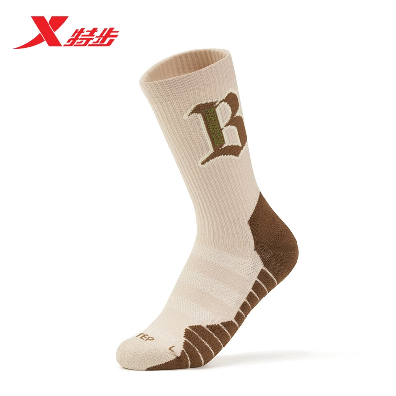 XTEP 特步 篮球运动袜舒适吸汗护脚踝运动篮球袜976137583869 卡基 L 48元