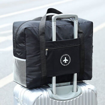 AIMAN 爱满 旅行包男女通用便携可折叠包大容量行李包加厚收纳整理袋手提包 三代款黑色 44*17*35 大