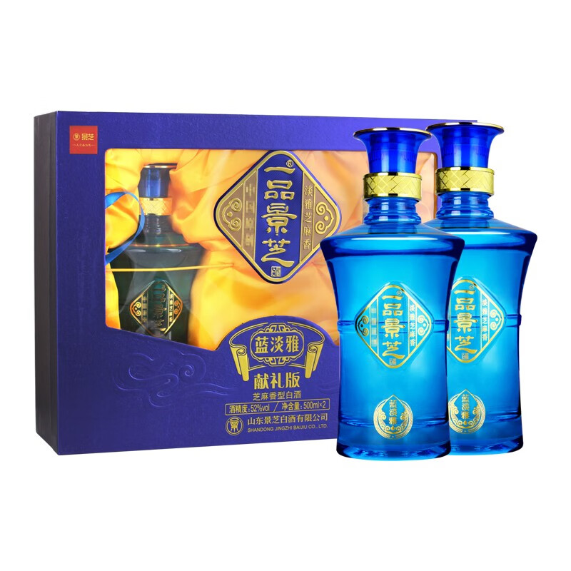 景芝 一品景芝藍(lán)淡雅 芝麻香52度 500mL*2瓶 券后199元