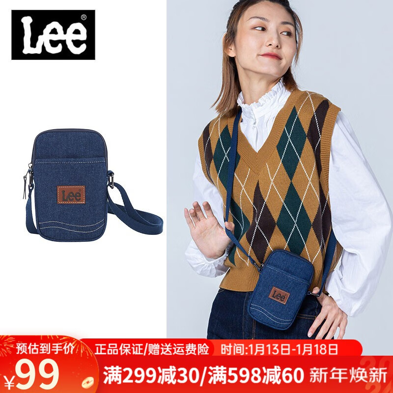 Lee 牛仔单肩包复古斜挎包 券后55元