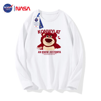 NASA GISS 官方潮牌联名长袖t恤圆领宽松上衣男装休闲时尚衣服 白色 XL