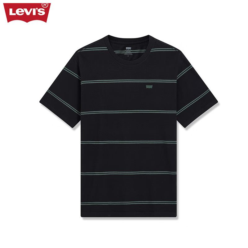 Levi's 李维斯 24春季男士短袖T恤百搭条纹纯棉舒适 黑色 L 149元