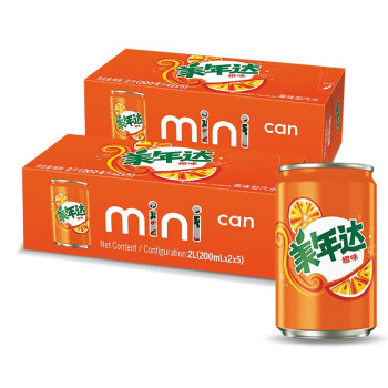 MIRINARA 美年达 百事可乐 美年达可乐 Mirinda 橙味 汽水碳酸饮料 迷你罐 200ml*20听 整箱