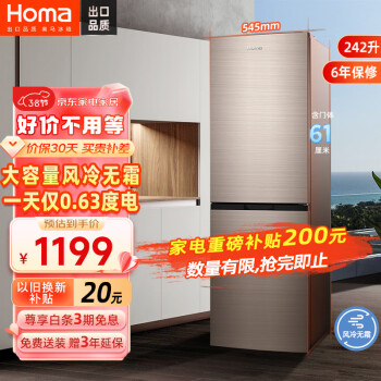 Homa 奥马 BCD-242WH 风冷双门冰箱 242L