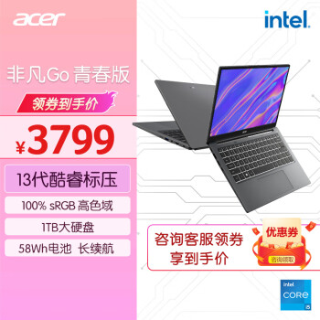 acer 宏碁 非凡GO青春版十三代笔记本电脑GO青春i5-13500H-16G/1T