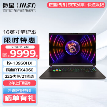 MSI 微星 泰坦GP68HX办公笔记本电 2.5K 240Hz 16  4060/13i9HX/32G/2T