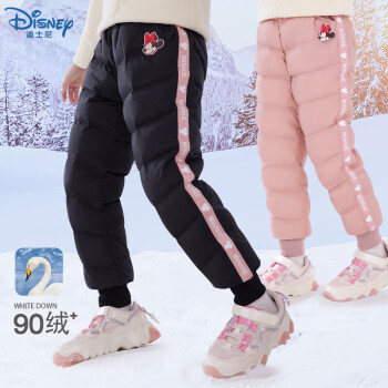 Disney 迪士尼 女童羽绒裤儿童白鸭绒中大童休闲保暖外穿裤子 CK002黑色 150cm