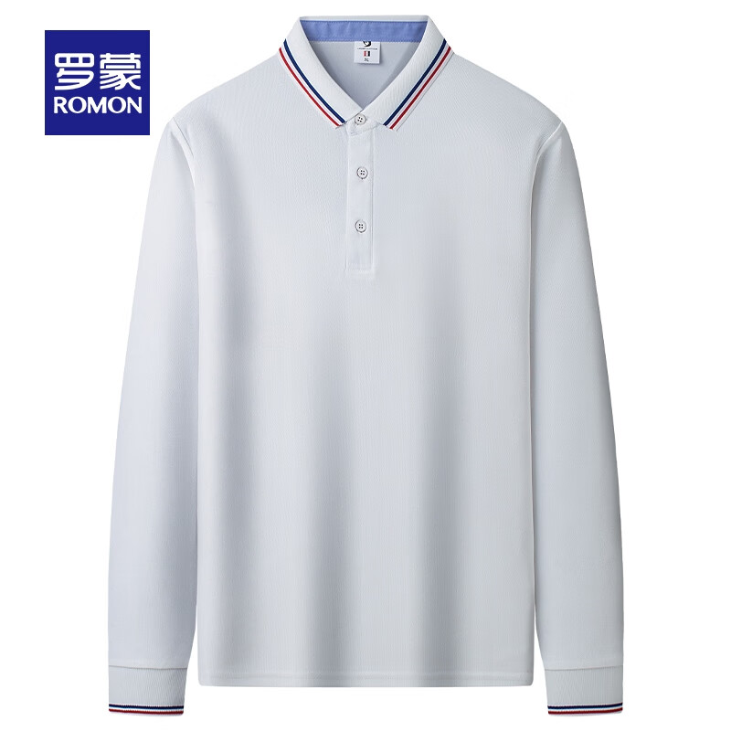 ROMON 罗蒙 长袖翻领Polo衫 3T497602白色 44.5元（需买2件，需用券）