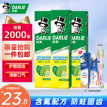 DARLIE 好来 含氟防蛀牙膏家庭组合装双重薄荷 组合共370g