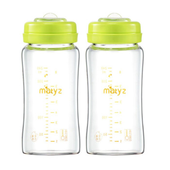 Matyz 美泰滋 玻璃儲(chǔ)奶瓶2只裝 寬口徑母乳儲(chǔ)存瓶 240ML MZ-0847新