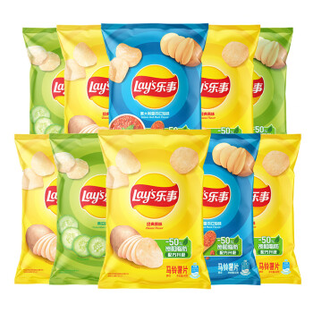 Lay's 乐事 薯片混合10包（原味+黄瓜味+红烩味）400g