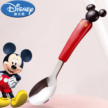 Disney 迪士尼 母婴 儿童勺子辅食训练不锈钢勺子宝宝学吃饭训练3D米奇D
