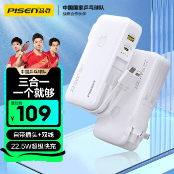 PISEN 品胜 TS-D312 移动电源 白色 10000mAh Type-C 22.5W