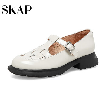 SKAP商场同款学院风玛丽珍鞋女单鞋ADG02AA3 米白色 39