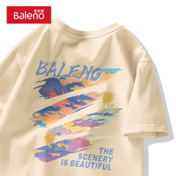 Baleno 班尼路 纯棉t恤男重磅美式休闲潮流百搭上衣短袖夏季学生运动宽松汗衫