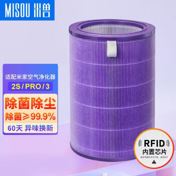 MISOU 米兽 适配小米空气净化器滤芯Pro H 2S Pro123代除甲醛除尘滤芯 除尘除菌无碳版