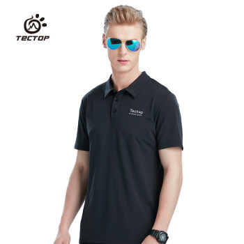 TECTOP 探拓 T恤 男女户外透气耐磨POLO衫 带领短T81239男款黑色 XL