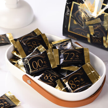 拉迈尔 85%黑巧克力200g 俄罗斯代餐纯可可脂休闲零食糖果巧克力