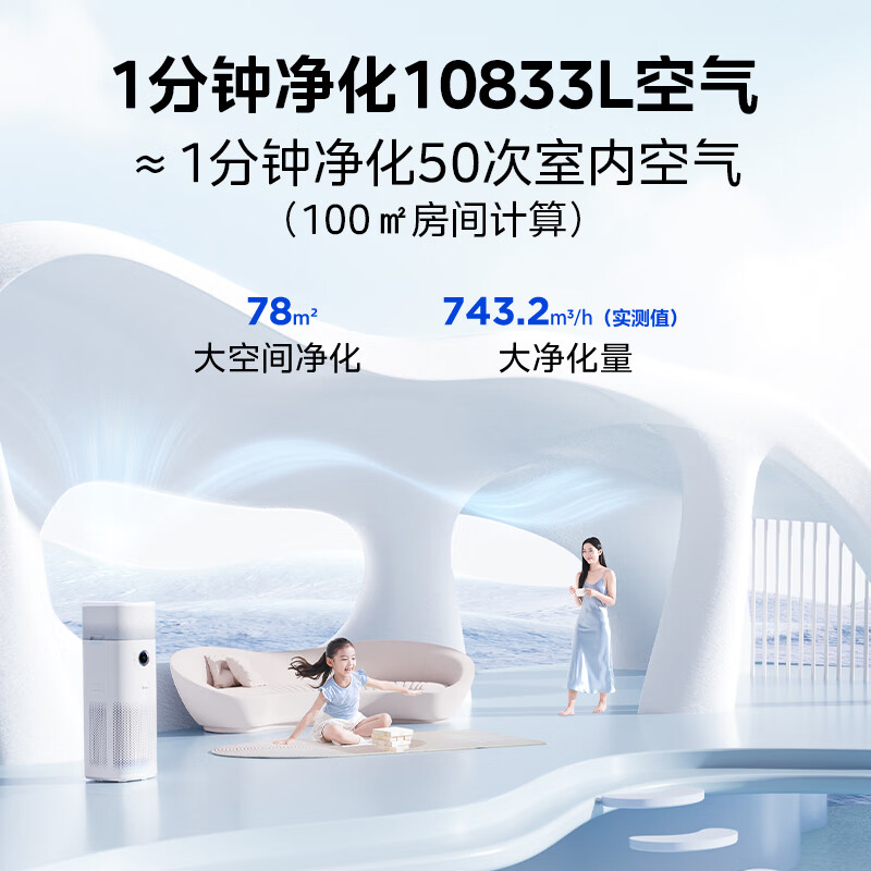 Midea 美的 KJ600G-RX600S 空气净化器 家用新风机 券后1499元