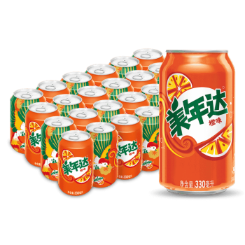 MIRINARA 美年达 百事可乐 美年达 Mirinda 橙味 可乐 碳酸饮料整箱 330ml*24听 百事出品