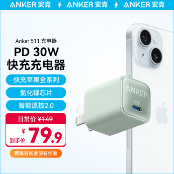 Anker 安克 安芯充Pro 手机充电器 Type-C 30W 绿色