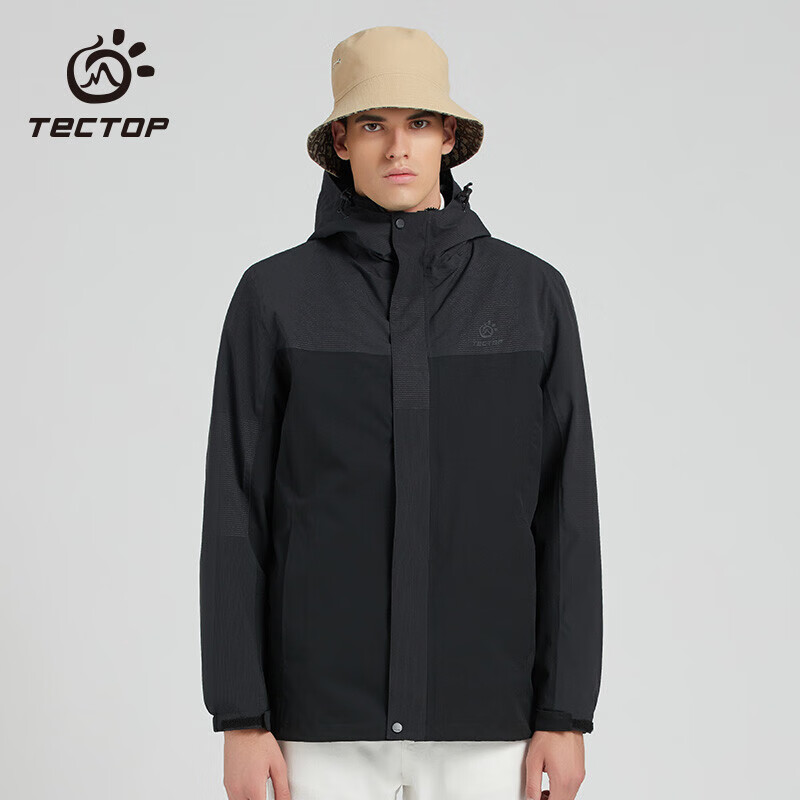 TECTOP 探拓 羽绒内胆冲锋衣男 三合一两件套户外保暖防风登山服 男款黑色 2XL 券后259.12元