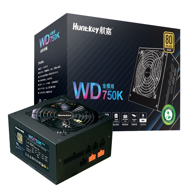 京东百亿补贴、PLUS会员：Huntkey 航嘉 WD750K全模组 750W电脑电源 397.01元