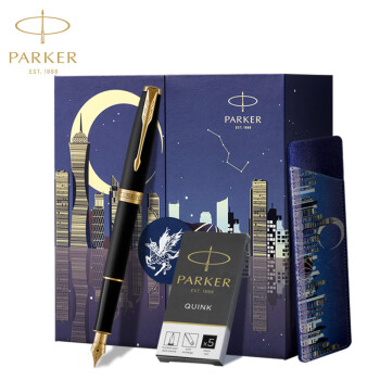 PARKER 派克 钢笔 Sonnet卓尔系列 磨砂黑金夹 F尖 礼盒装