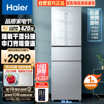 Haier 海尔 BCD-255WDCI 风冷三门冰箱 255L 圣多斯银