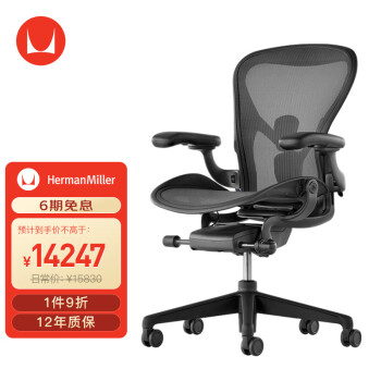 赫曼米勒 HERMAN MILLER）Aeron人体工学椅 座椅 电脑椅 办公椅 石墨色 中号