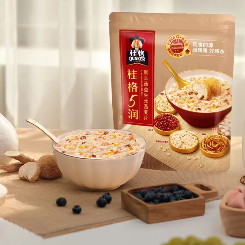 QUAKER 桂格 5润 猴头菇益生元燕麦片 450g 9.9元