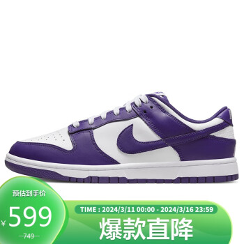 NIKE 耐克 运动板鞋男子缓震透气DUNK LOW秋季运动鞋DD1391-104白紫44