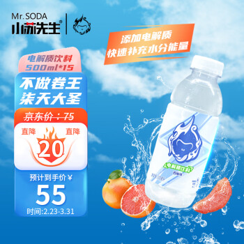 小苏先生 柒天大胜电解质饮料500ml*15整箱装 西柚味 买一送一