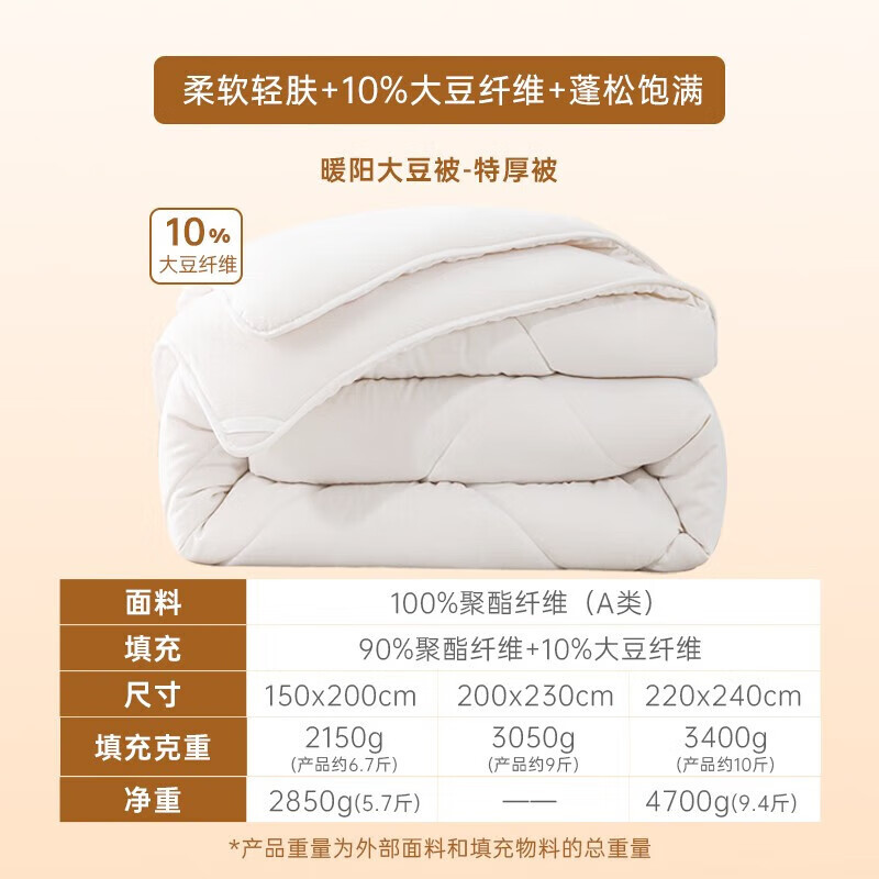 MENDALE 梦洁家纺  10%大豆A类面料 150×200cm 券后99元