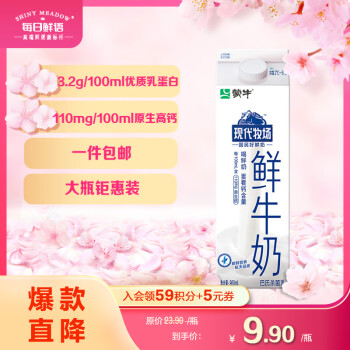 MENGNIU 蒙牛 现代牧场 鲜牛奶 960ml