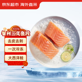 京东生鲜 智利三文鱼段（独立2连包）(大西洋鲑) 400g 原装 冷冻产品