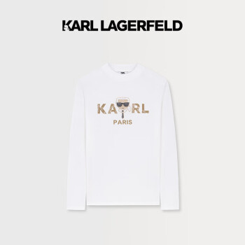 KARL LAGERFELD 卡尔拉格斐2023秋钉珠经典老佛爷男装卫衣长袖T恤 1007 本白 50