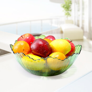 CHAHUA 茶花 简约花式果盘多用干果盘零食盘透明客厅水果盘 颜色随机1个