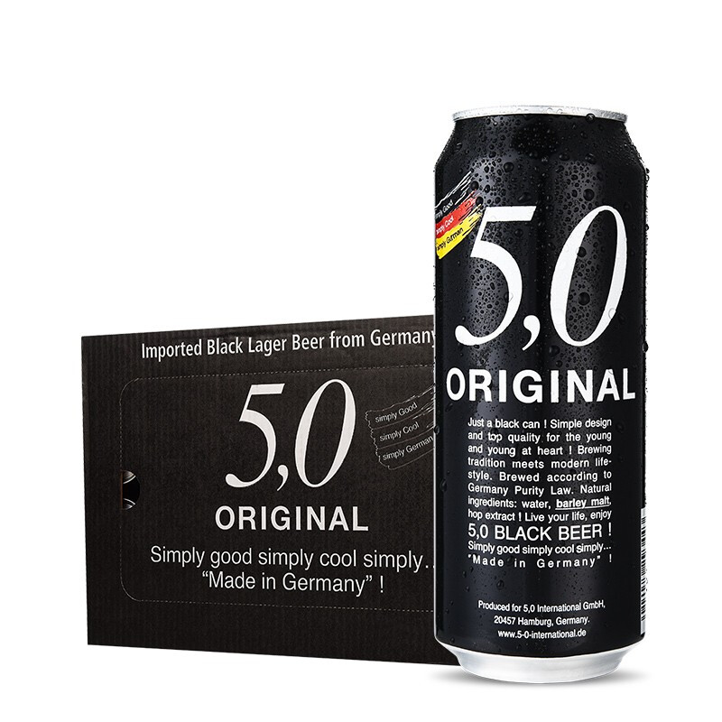 5.0 ORIGINAL 5.0黑啤啤酒 500ml*24听整箱装 德国精酿啤酒原装进口 107.8元