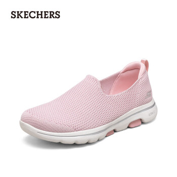 SKECHERS 斯凯奇 一脚蹬减震健步鞋女子轻便休闲运动鞋124147 浅粉色/LTPK 38