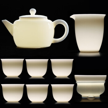 豪峰 白瓷茶具套装家用中国白羊脂玉瓷功夫泡茶壶器茶杯茶壶礼品