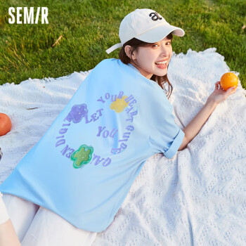 Semir 森马 短袖t恤女甜美印花圆领上衣2023夏109323100005