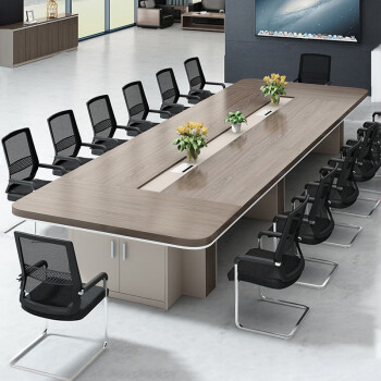 ZUOSHENG 佐盛 会议桌洽谈桌员工培训桌椅组合会议台长条桌 3.5米桌+椅子12把