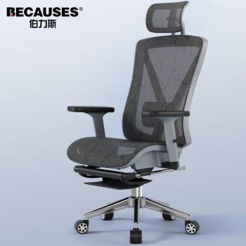 BECAUSES 伯力斯 电脑椅多功能人体工学椅办公椅电竞椅书房椅可躺转椅子MD-0815T灰