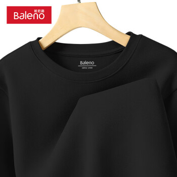 Baleno 班尼路 长袖圆领t恤男加绒保暖冬季纯色内搭上衣设计感简约男士打底衫