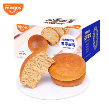 mage’s 麦吉士 mage's） 五零面包轻食无蔗糖低脂高蛋白面包早餐健身代餐 6包装-共270g