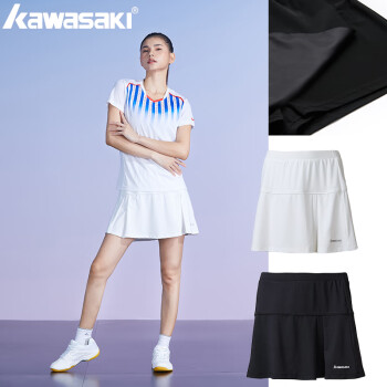 KAWASAKI 川崎 羽毛球服 运动短裙女防走光半身裙 SK-K2781 白色 L