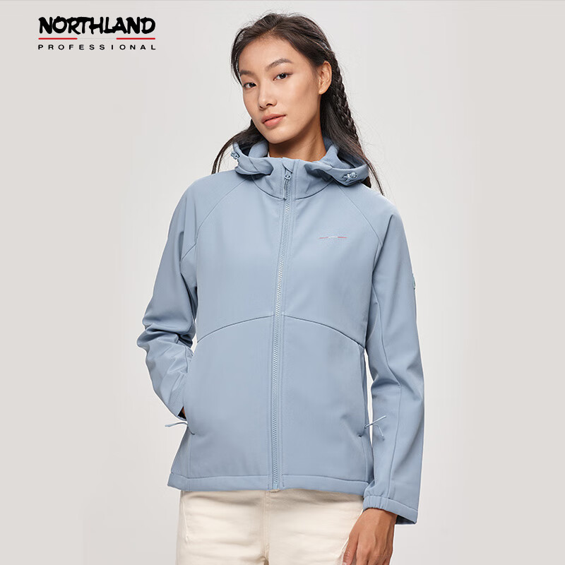 NORTHLAND 诺诗兰 软壳衣女户外防风防泼保暖风雪外套NXJCH2506E 牛仔蓝色 170/L 268元